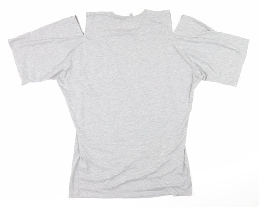 ASOS Womens Green Cotton Basic T-Shirt Size 8 Round Neck - Cold Shoulder