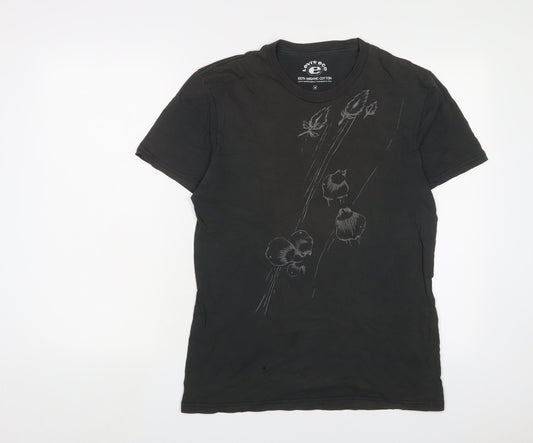 Levi's Mens Grey Cotton T-Shirt Size M Crew Neck - Birds