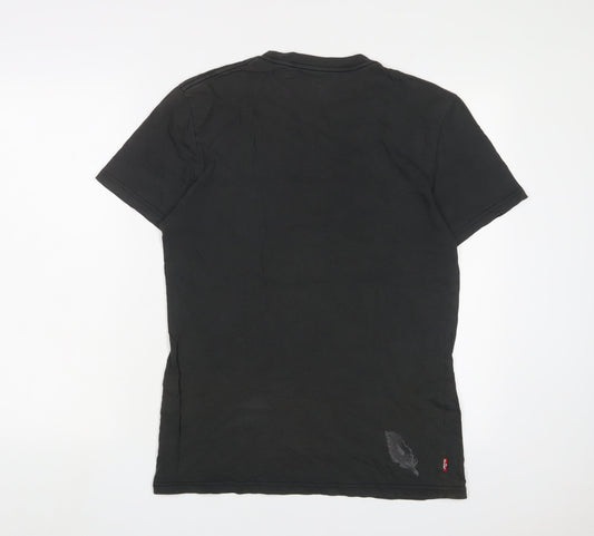 Levi's Mens Grey Cotton T-Shirt Size M Crew Neck - Birds
