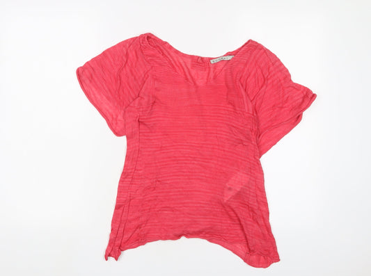Kookai Womens Pink Cotton Basic T-Shirt Size S V-Neck