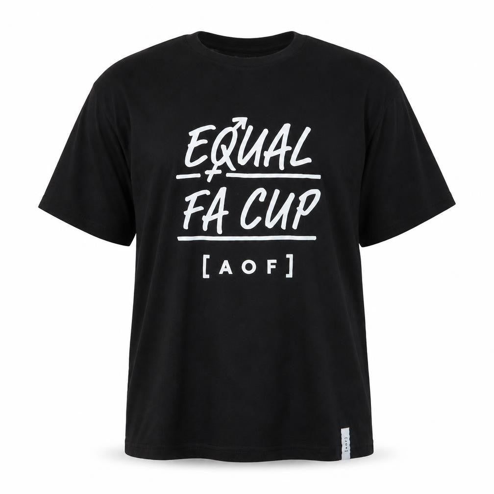 [ AOF ] Mens Black Cotton T-Shirt Size 2XL Crew Neck - Equal FA Cup