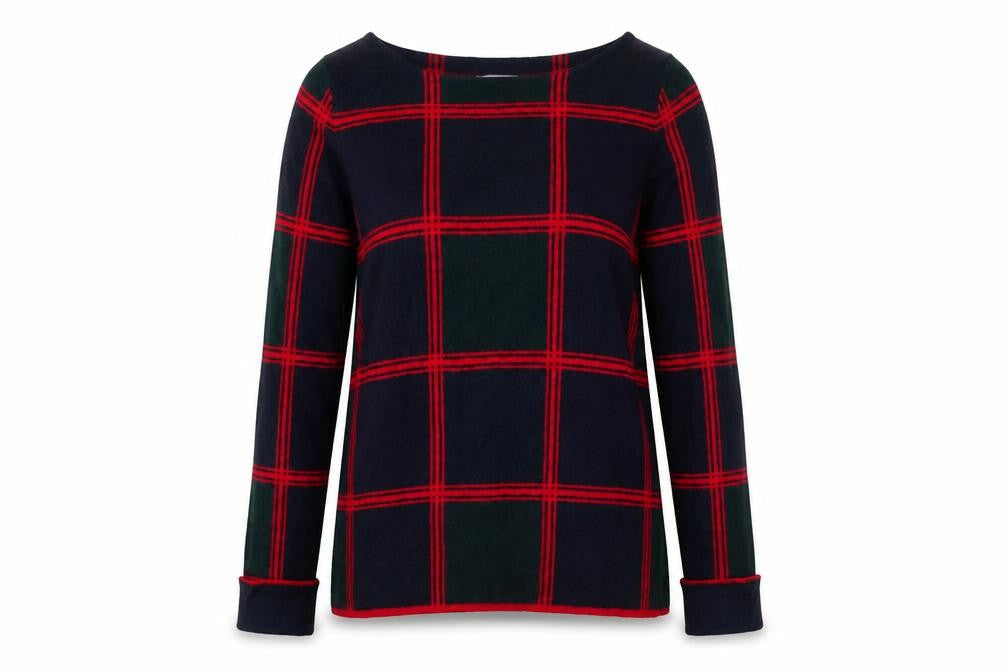 Kenar Womens Green Collared Check Polyester Pullover Jumper Size L