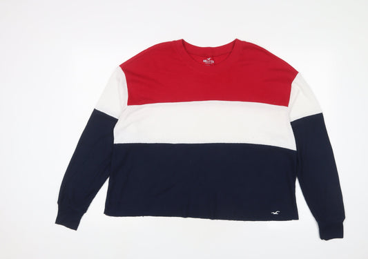 Hollister Womens Multicoloured Crew Neck Striped Polyester Pullover Jumper Size M
