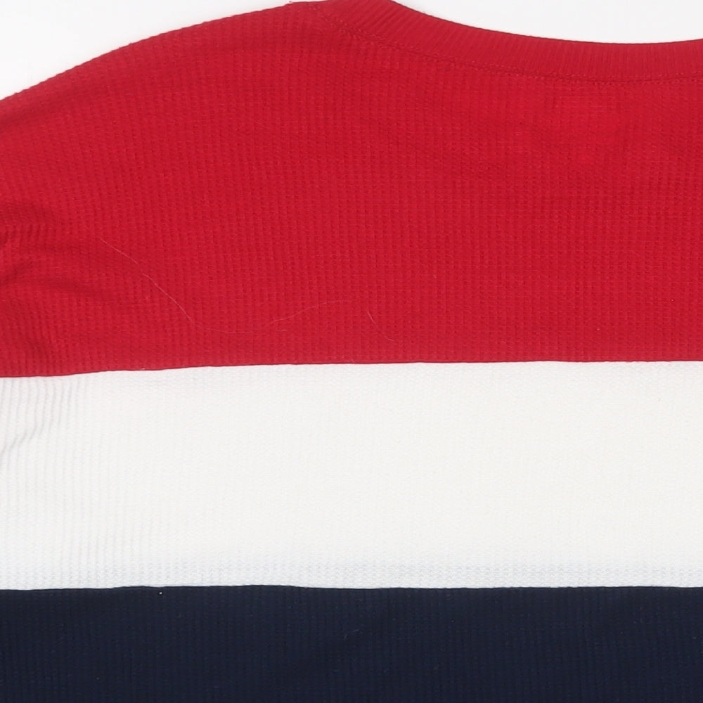 Hollister Womens Multicoloured Crew Neck Striped Polyester Pullover Jumper Size M