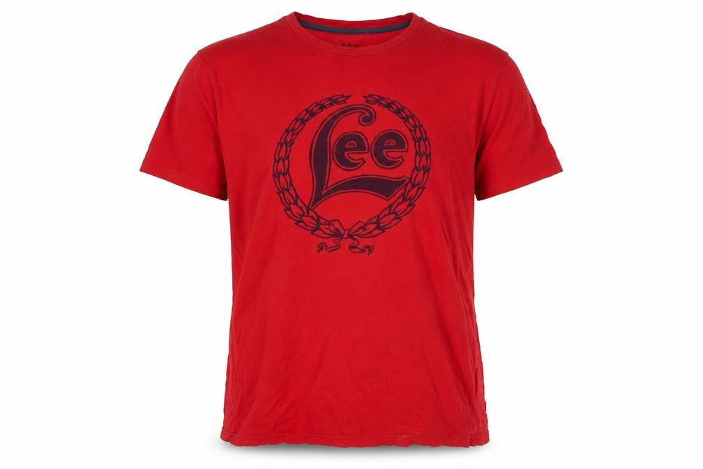 Mens UK Size S Lee Red  Cotton T-Shirt