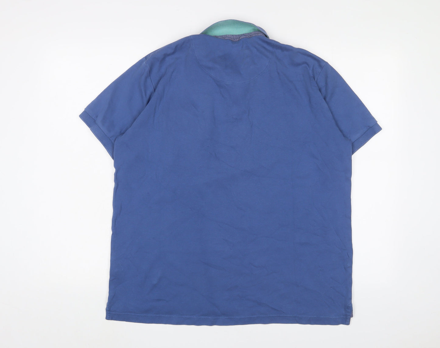 Peter Gribby Mens Blue Cotton Polo Size L Collared Button