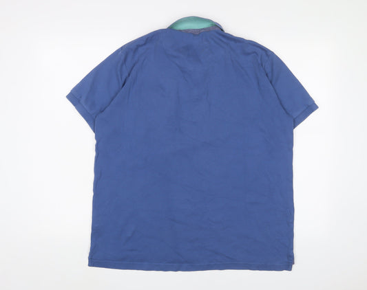Peter Gribby Mens Blue Cotton Polo Size L Collared Button
