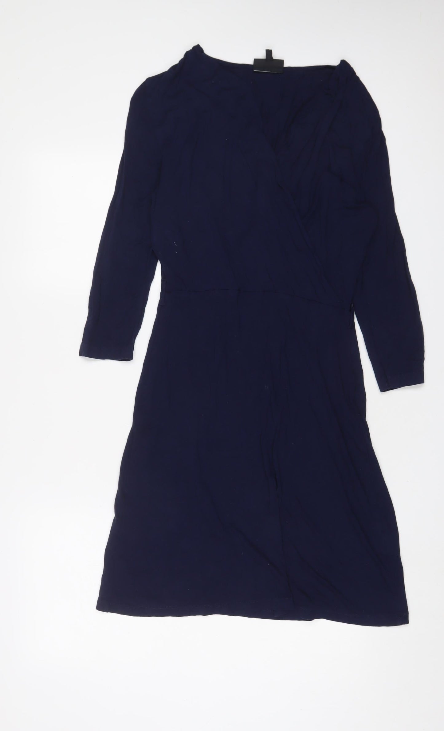 Warehouse Womens Blue Viscose A-Line Size 12 V-Neck Pullover