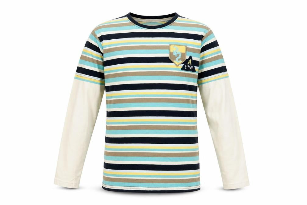 Next Boys Multicoloured Striped Cotton Basic Casual Size 12 Years Crew Neck Pullover - Logo, Embroidered
