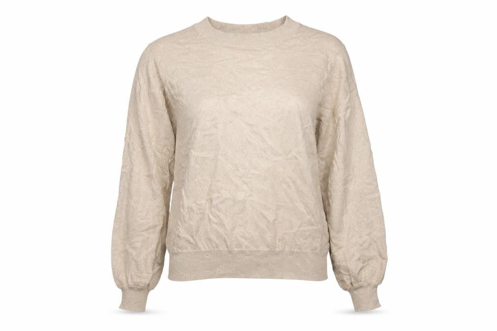 Marks and Spencer Womens Gold Round Neck Viscose Pullover Jumper Size M - Glitter