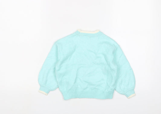 Marks and Spencer Girls Blue Crew Neck Polyester Pullover Jumper Size 2-3 Years Pullover - Christmas