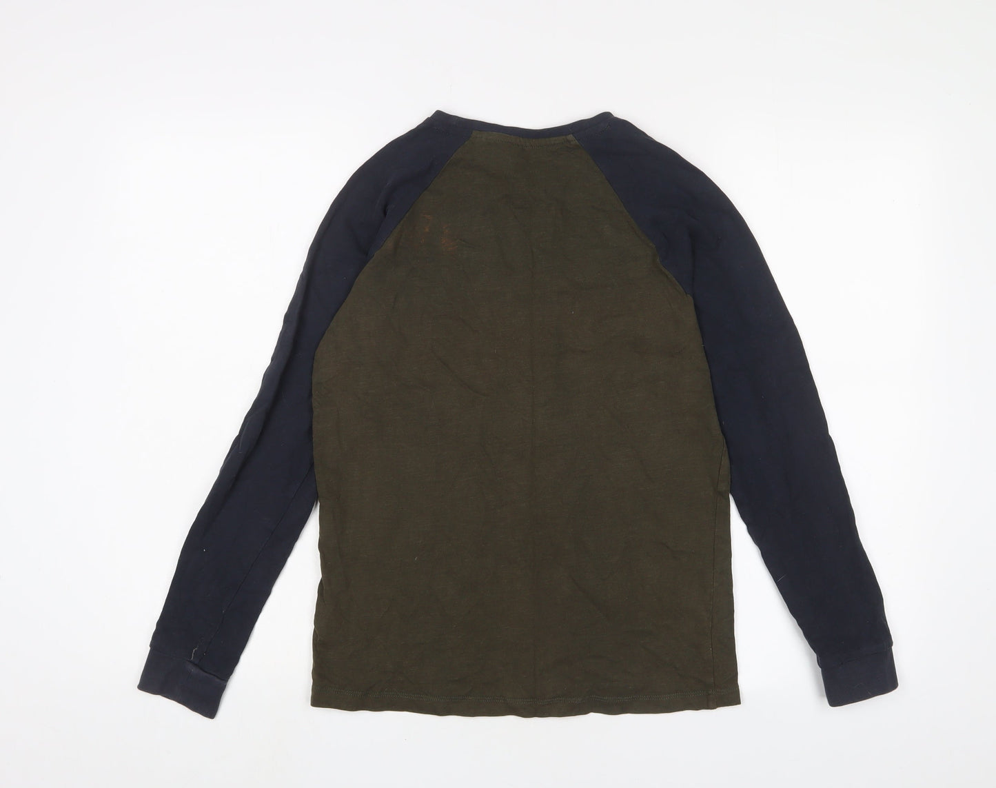 NEXT Boys Green Cotton Basic Casual Size 12 Years Crew Neck Pullover - Logo, Embroidered