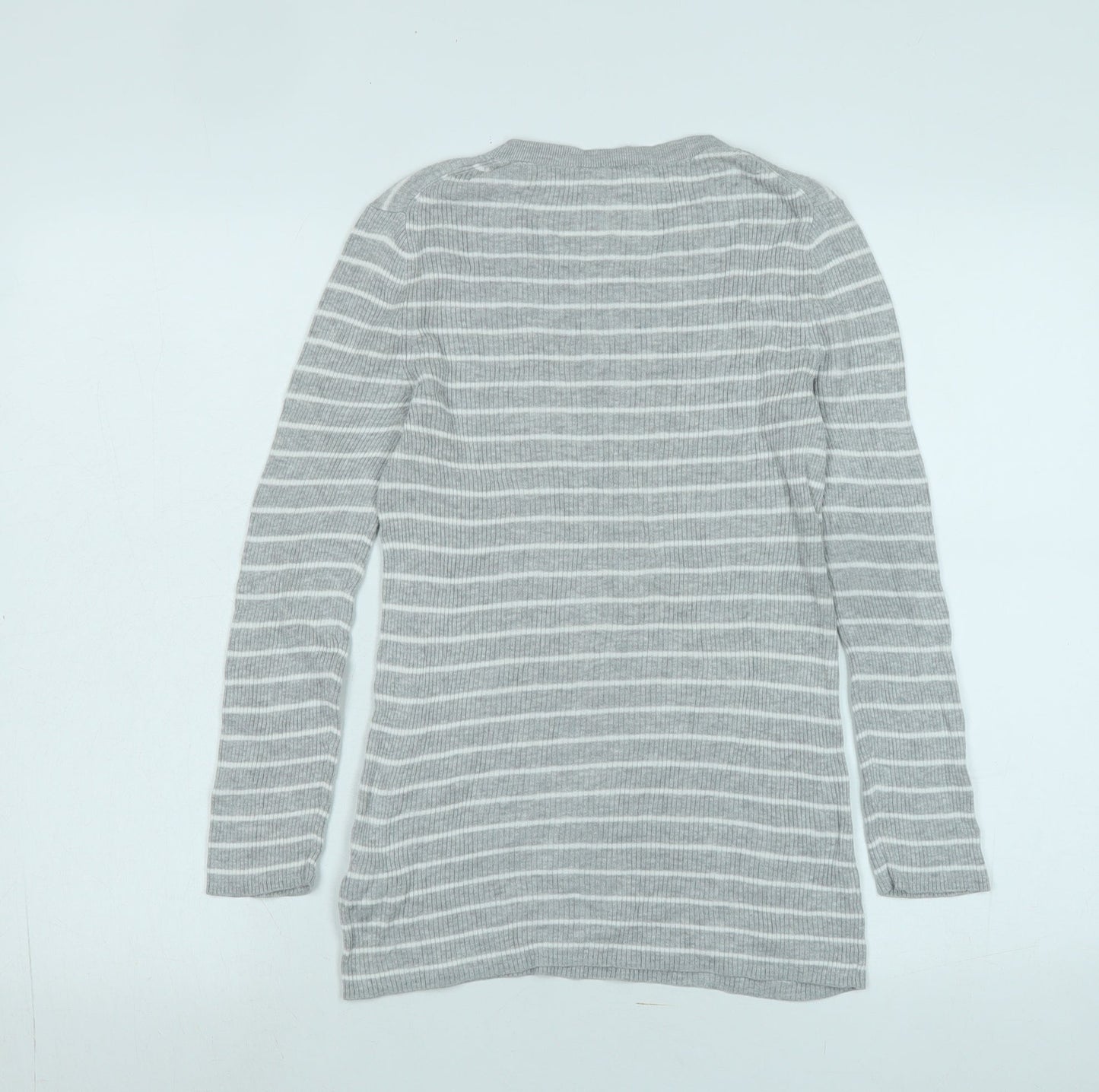 Gap Womens Grey Scoop Neck Cotton Pullover Jumper Size S - Logo