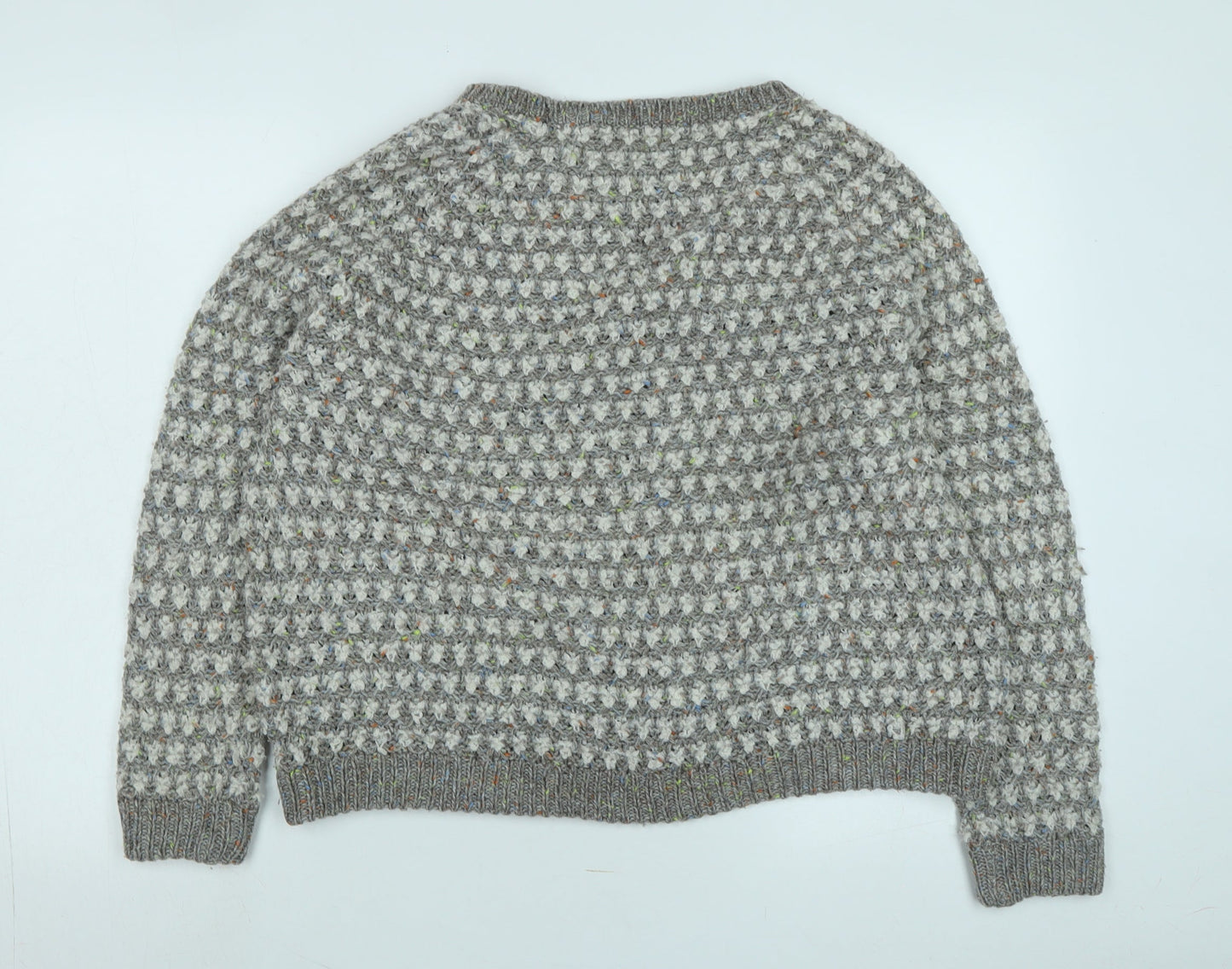 Indigo Womens Grey Crew Neck Acrylic Pullover Jumper Size 16 - Logo
