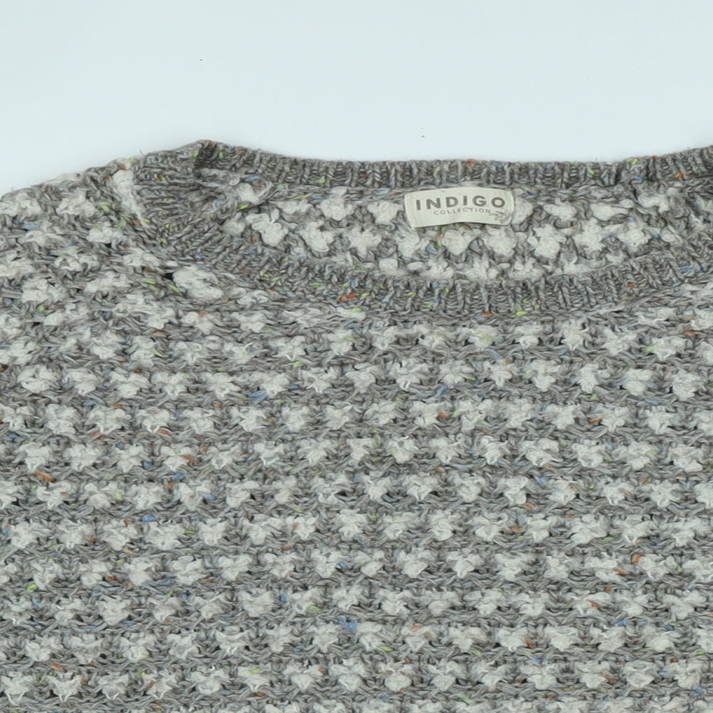 Indigo Womens Grey Crew Neck Acrylic Pullover Jumper Size 16 - Logo