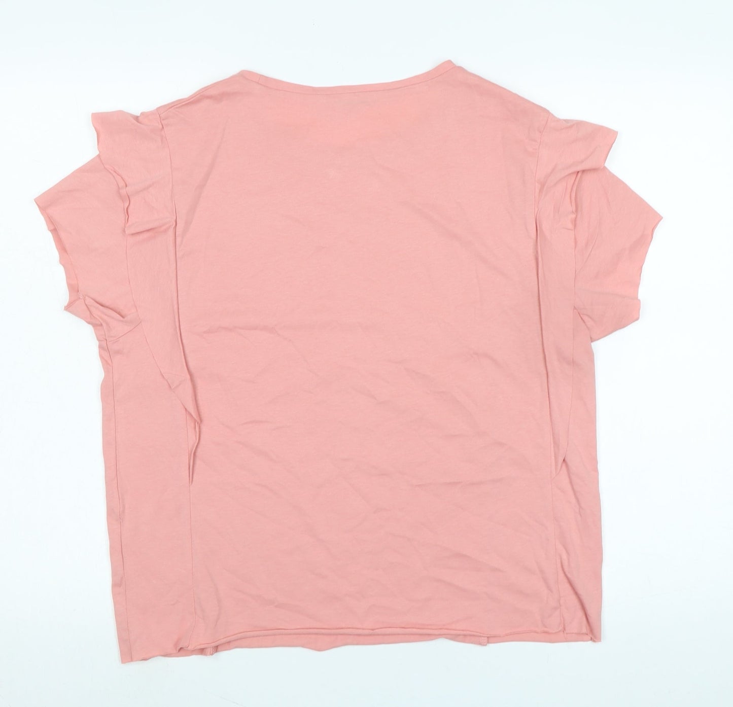 Zara Womens Pink Cotton Basic T-Shirt Size M Scoop Neck
