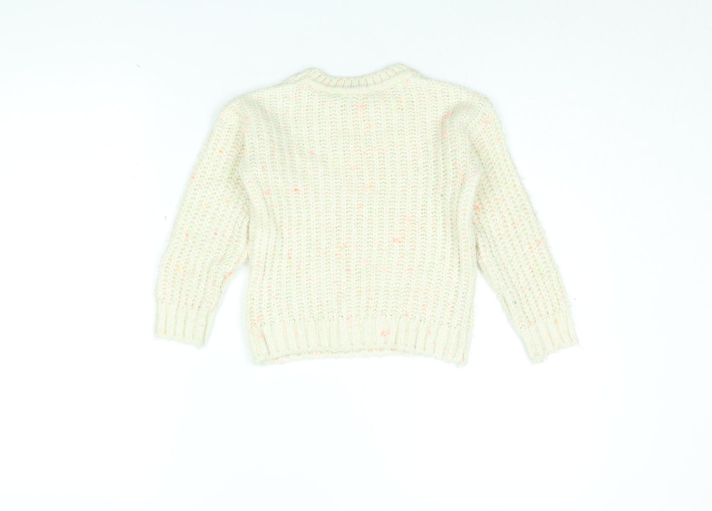 Marks and Spencer Girls Ivory Round Neck Polyester Pullover Jumper Size 5-6 Years Pullover