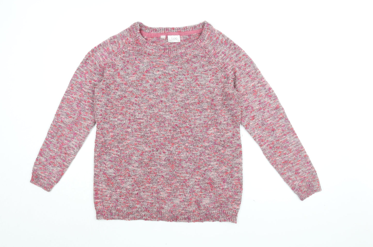 Bpc Womens Pink Round Neck Acrylic Pullover Jumper Size M
