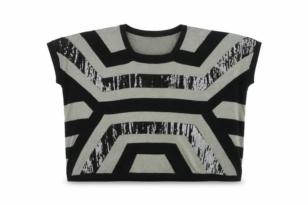 Womens UK Size M LAUREN VIDAL Black Wool T-Shirt