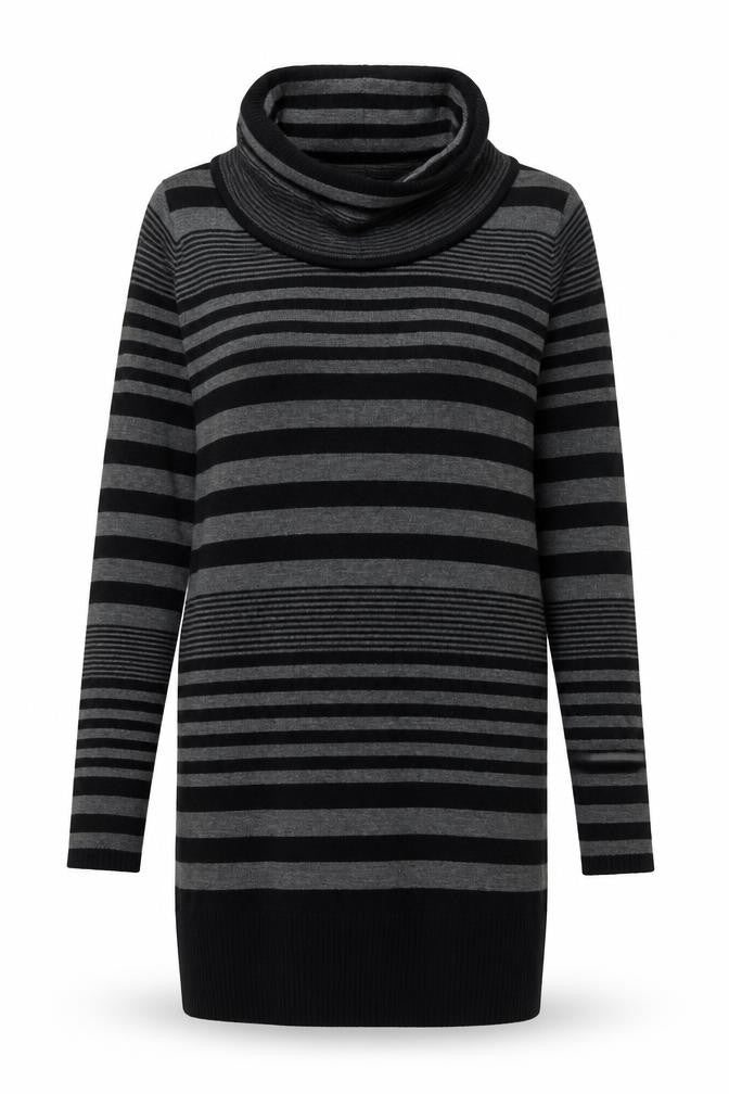 Lee Cooper Womens Black Striped Acrylic Shift Size 10 Roll Neck Pullover