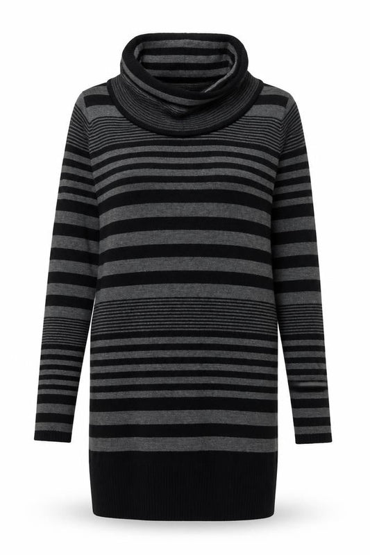 Lee Cooper Womens Black Striped Acrylic Shift Size 10 Roll Neck Pullover