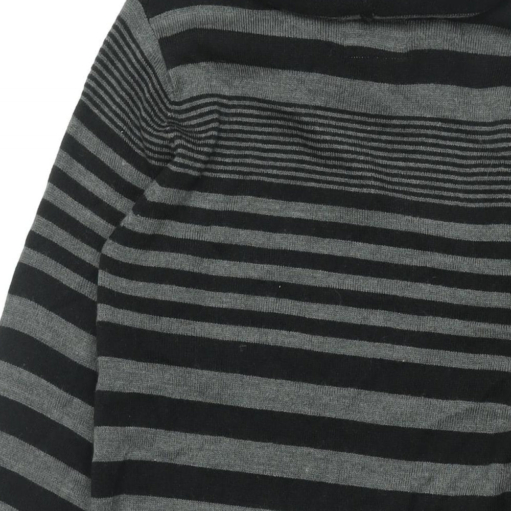 Lee Cooper Womens Black Striped Acrylic Shift Size 10 Roll Neck Pullover