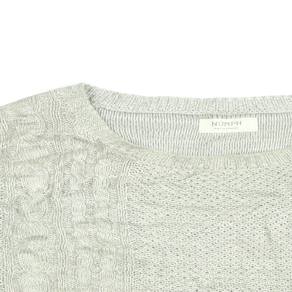 NUMPH Womens Gold Round Neck Acrylic Pullover Jumper Size M