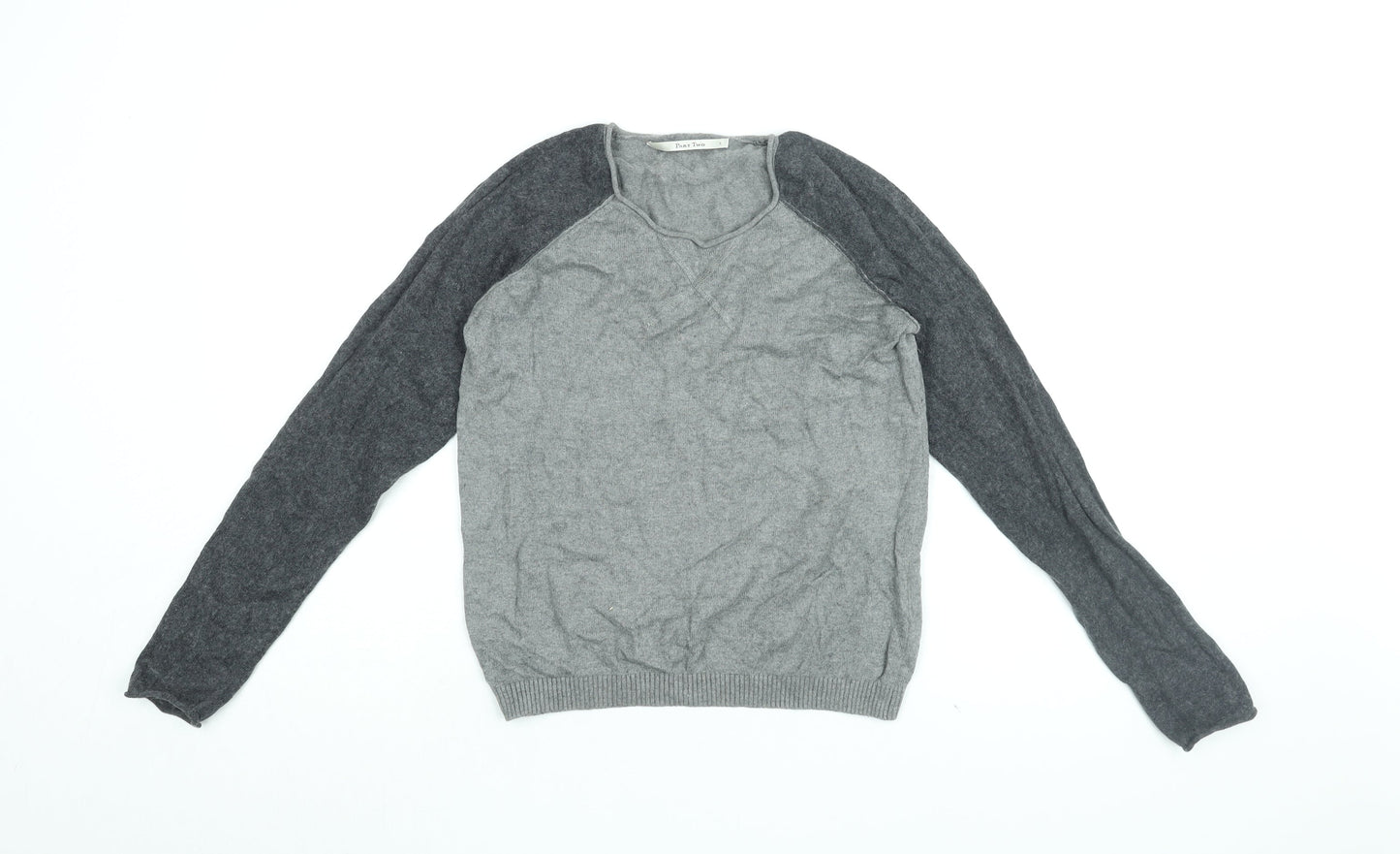Part Two Womens Grey Cotton Basic T-Shirt Size S V-Neck