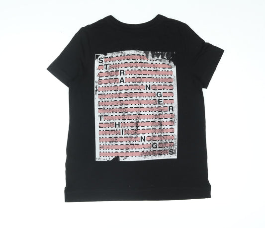 Stranger Things Womens Black Viscose Basic T-Shirt Size 12 Round Neck - STRANGER THINGS