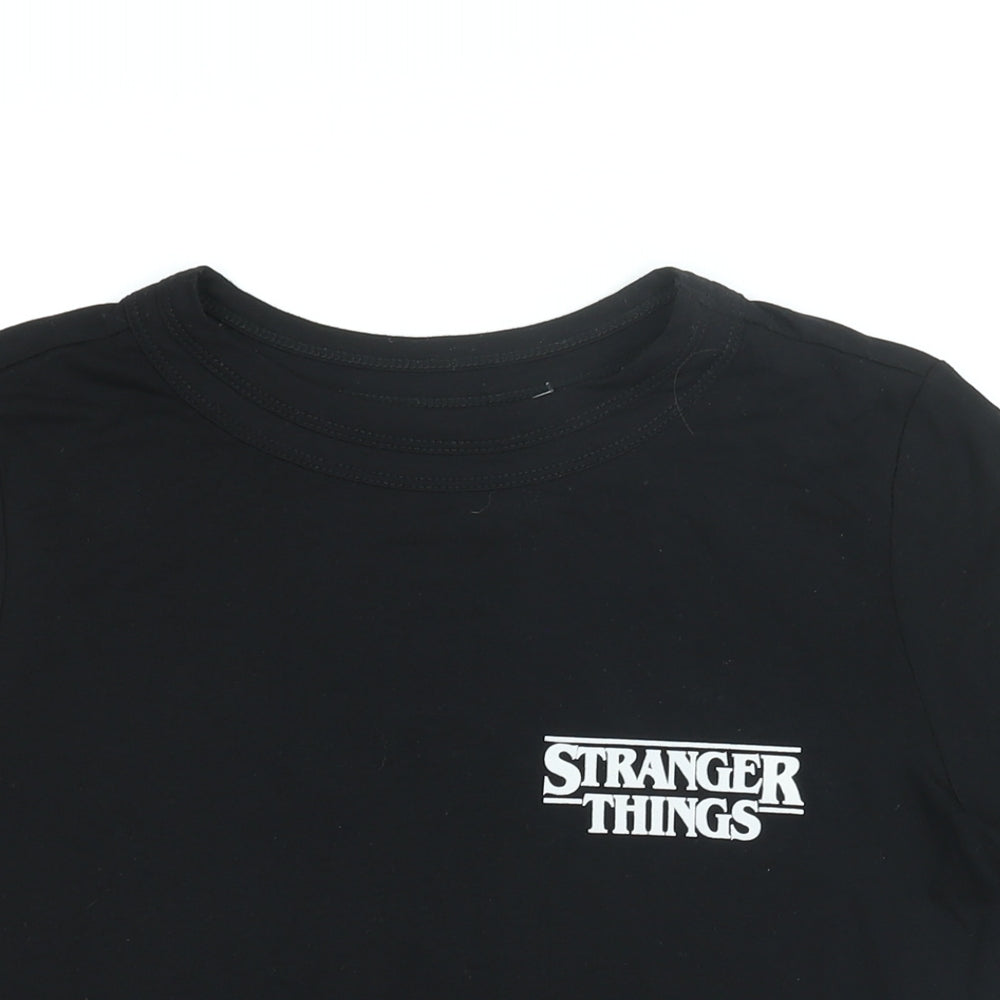 Stranger Things Womens Black Viscose Basic T-Shirt Size 12 Round Neck - STRANGER THINGS