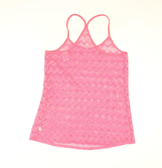 PINK Womens Pink Polyamide Basic T-Shirt Size XS Round Neck
