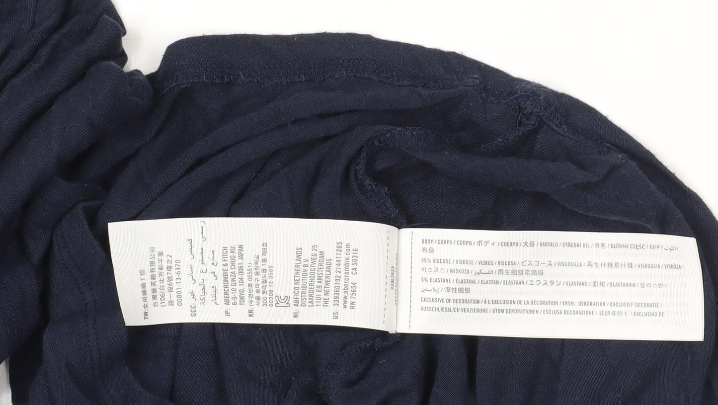 Hollister Blue Stripe XS Women's V-Neck T-Shirt