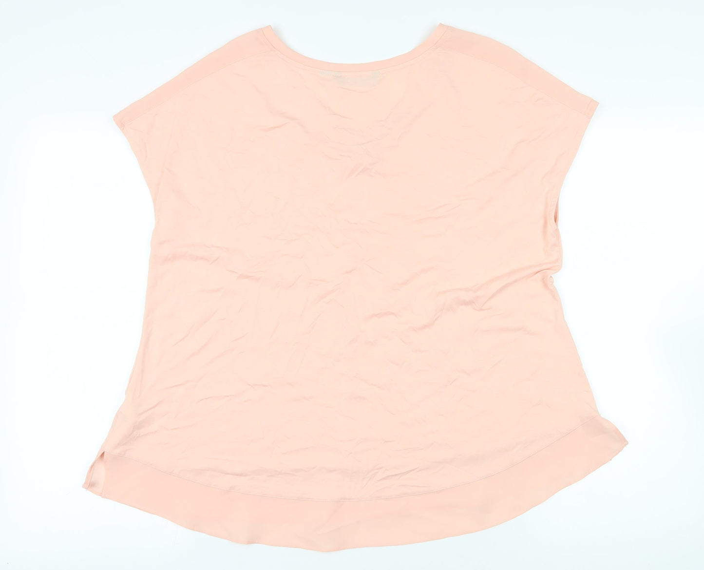 H by Halston Pink V-Neck T-Shirt, Lightweight Stretch