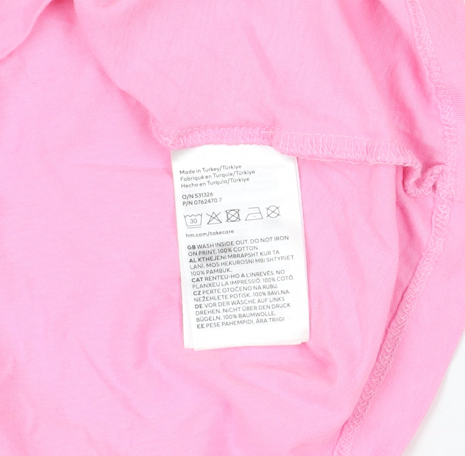 Disney Pink XL Cotton Crew Neck Short Sleeve T-Shirt