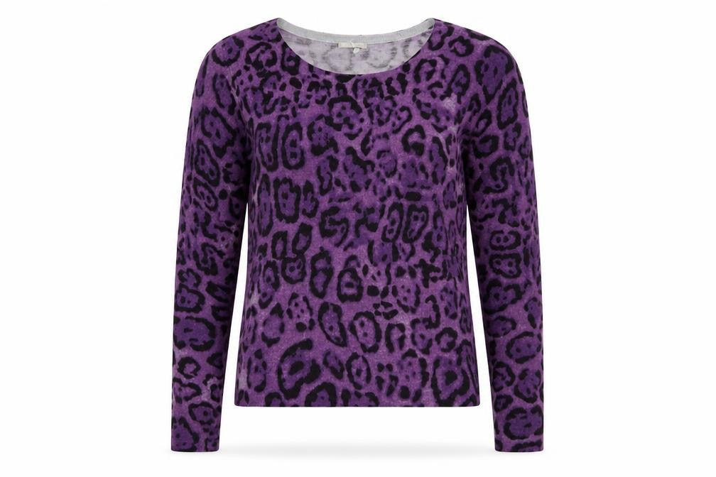 Purple Animal Print Knit Jumper XS