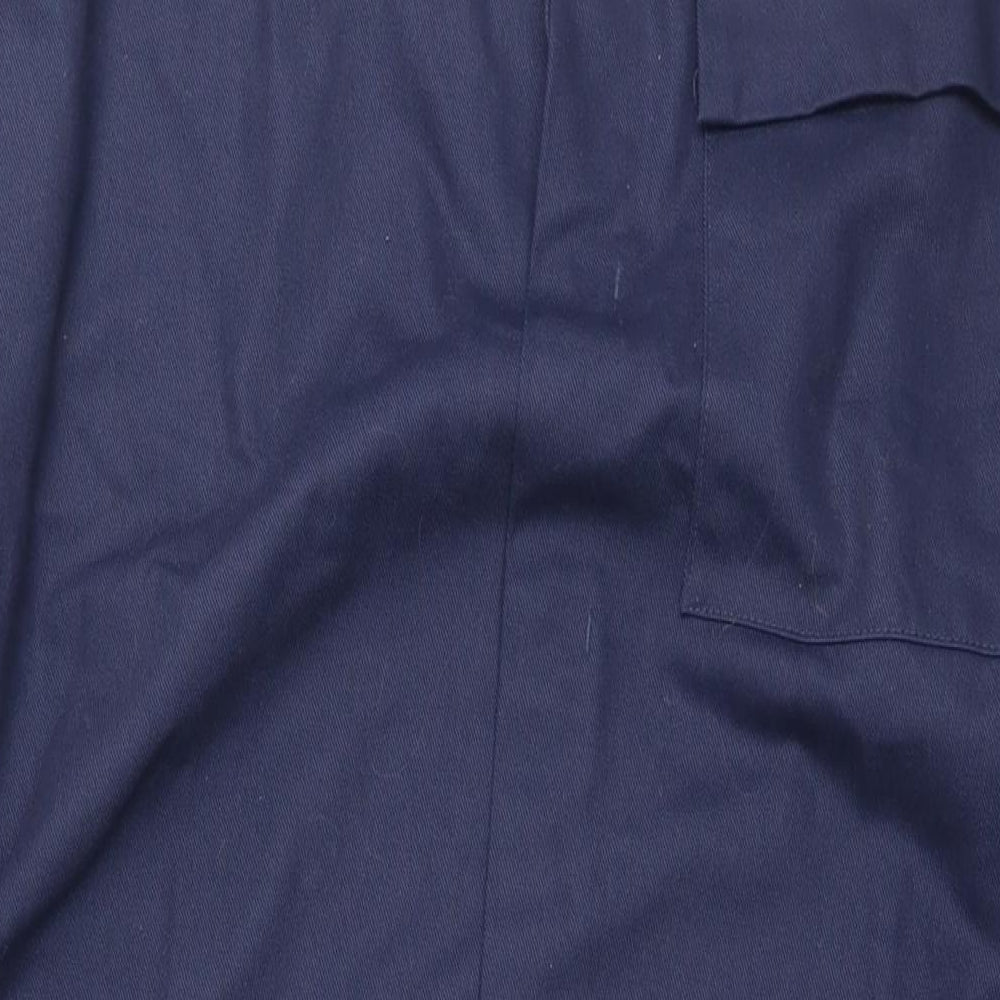 Flametex Mens Blue Cotton Carpenter Trousers Size XL L28 in Regular Snap - Full Length 64'' Coverall Workwear