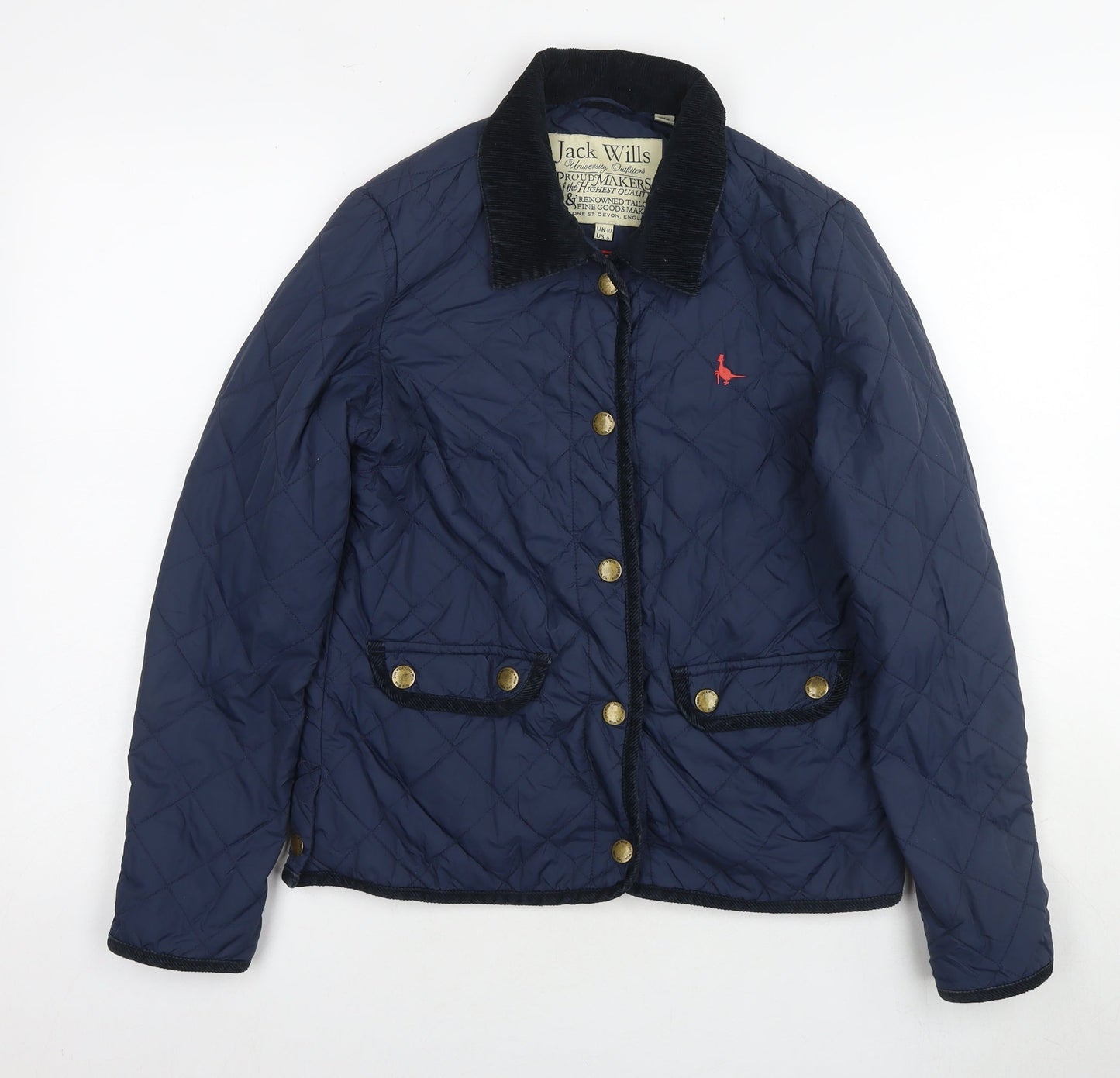 Jack Wills Womens Blue Quilted Jacket Size 10 Snap
