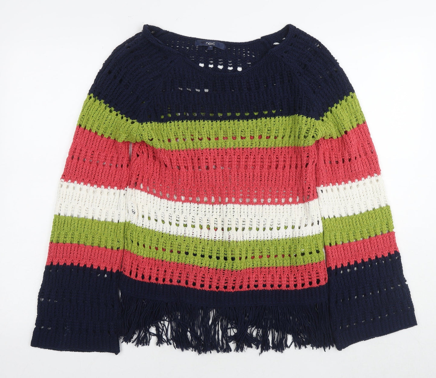 NEXT Womens Multicoloured Round Neck Striped Cotton Pullover Jumper Size XS