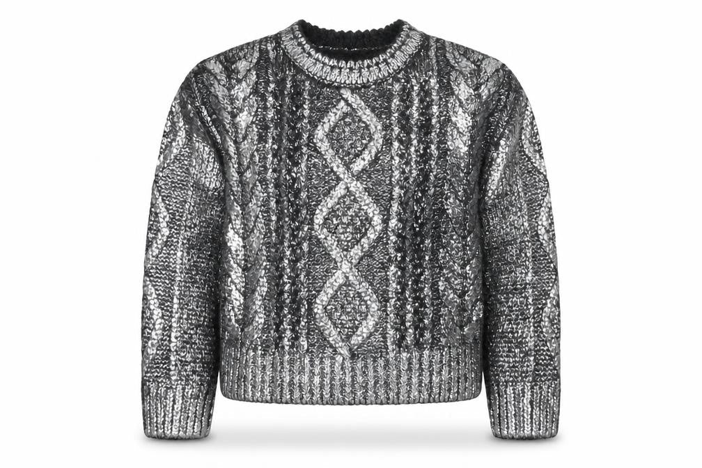 Marks and Spencer Girls Silver Round Neck Acrylic Pullover Jumper Size 6-7 Years Pullover