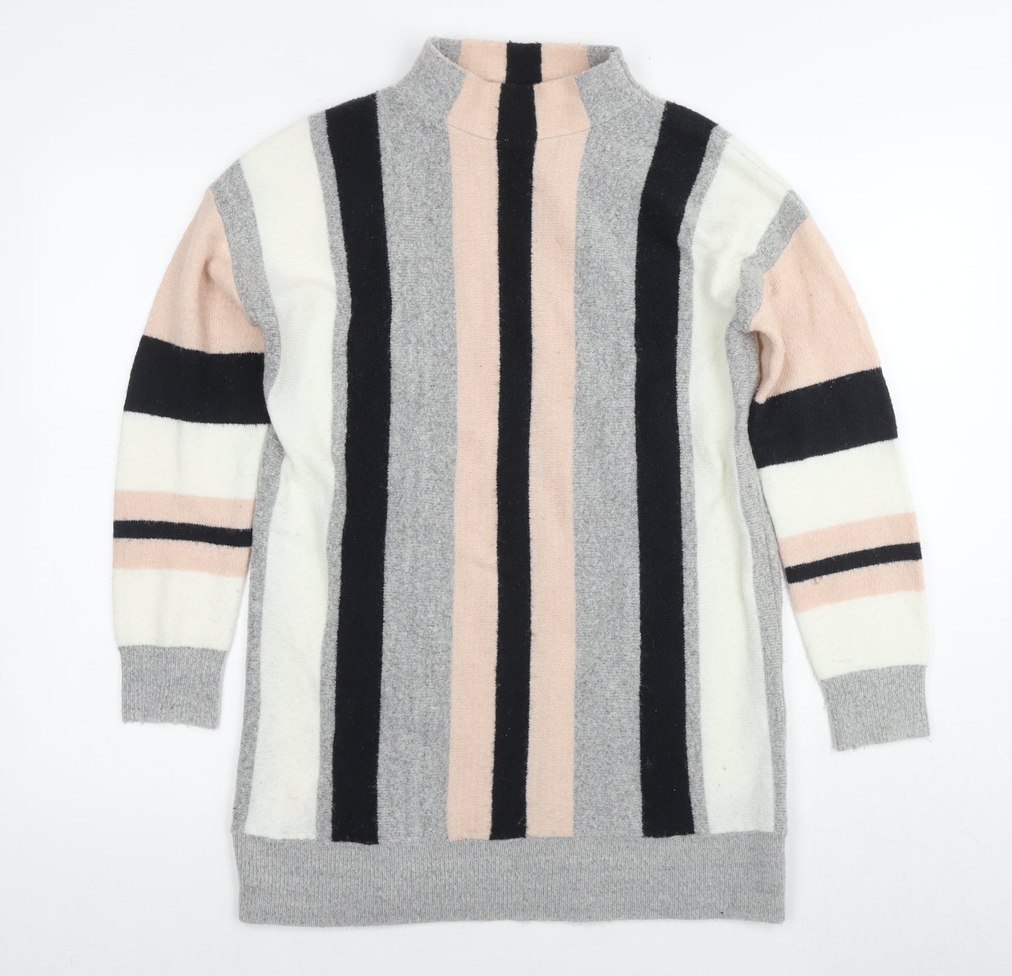 Wallis Womens Multicoloured Round Neck Striped Acrylic Tunic Jumper Size S