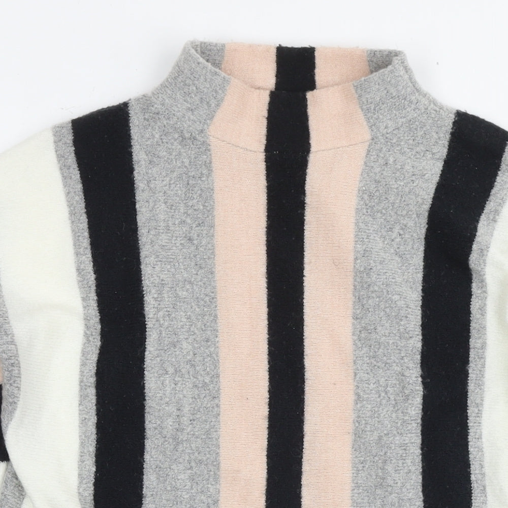 Wallis Womens Multicoloured Round Neck Striped Acrylic Tunic Jumper Size S