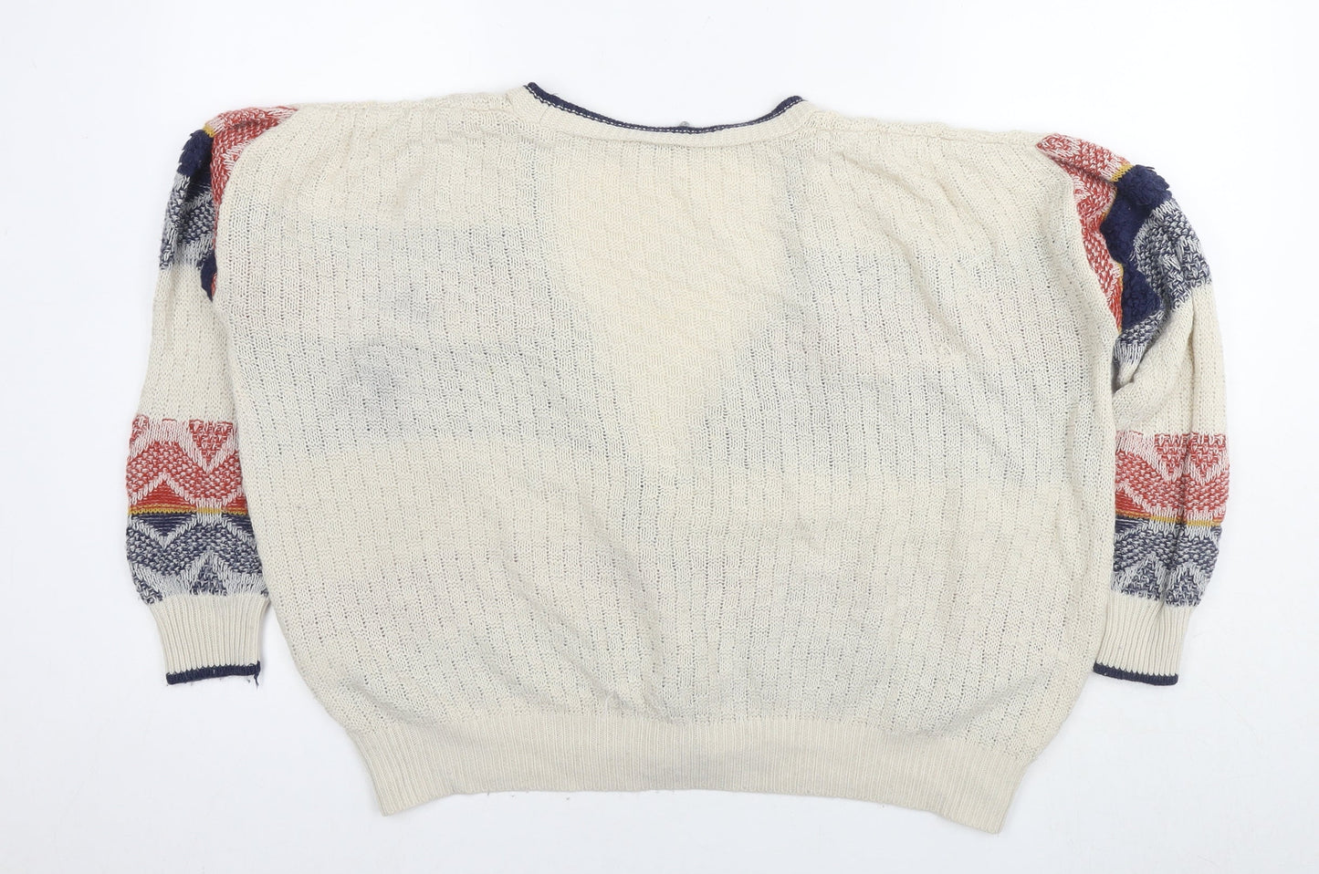 Sparkle & Fade Womens Multicoloured V-Neck Geometric Acrylic Cardigan Jumper Size S