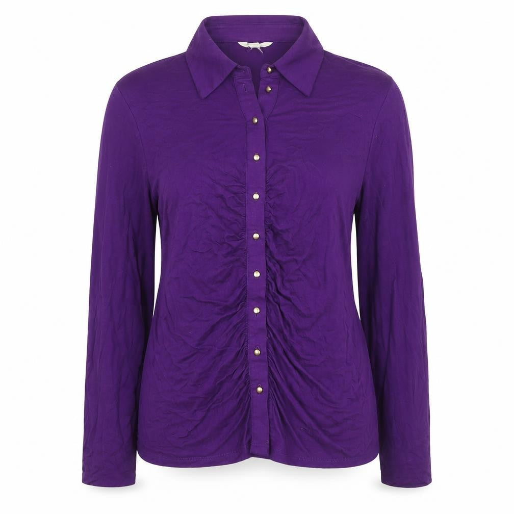 Monsoon Womens Purple Viscose Basic Button-Up Size M Collared