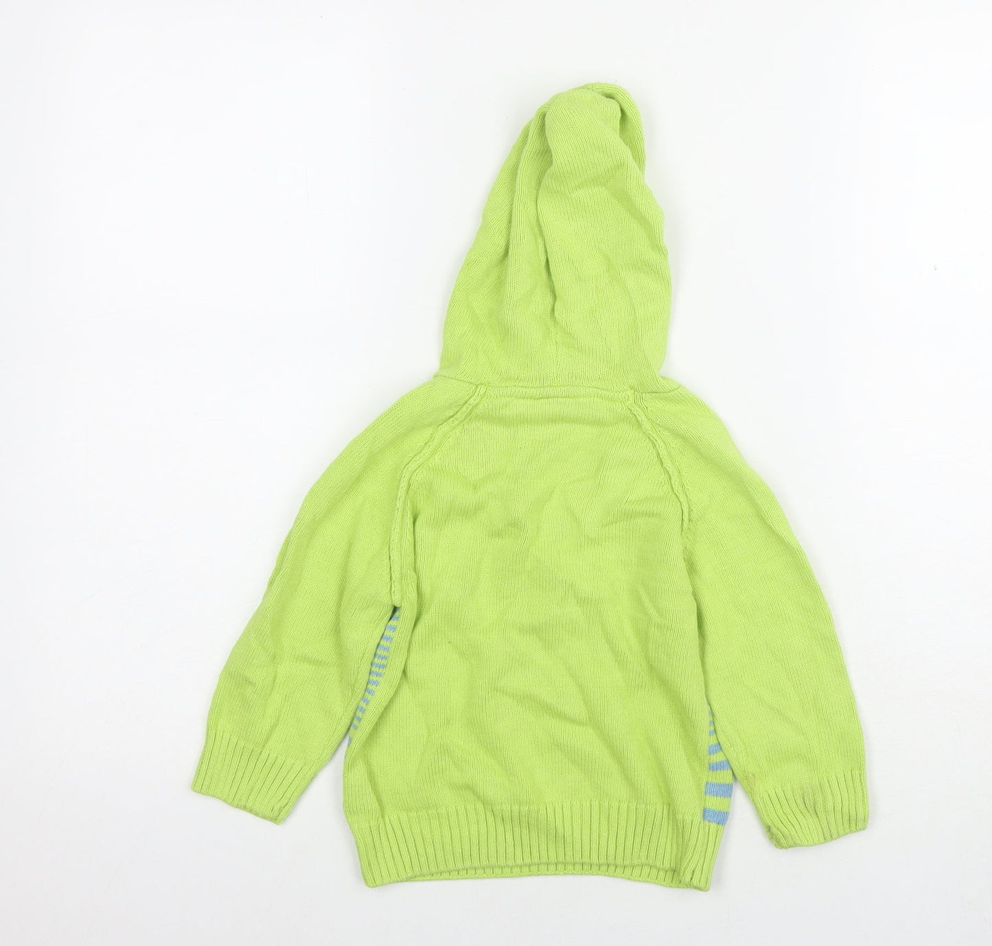 NEXT Boys Green Striped Cotton Pullover Hoodie Size 2-3 Years Pullover - Logo