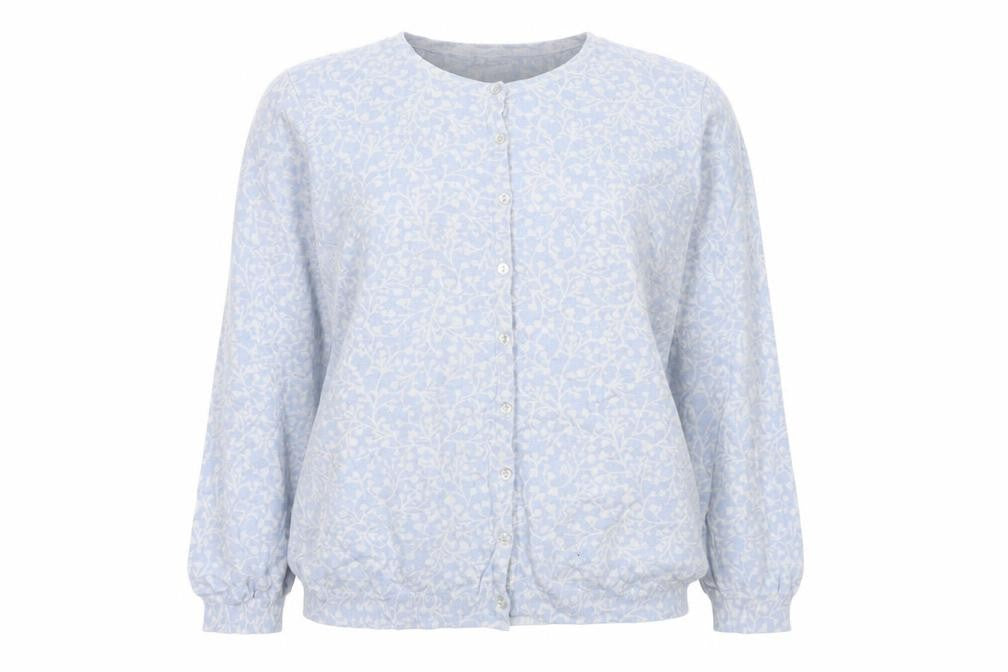 Bonmarché Womens Blue Round Neck Floral Viscose Cardigan Jumper Size L