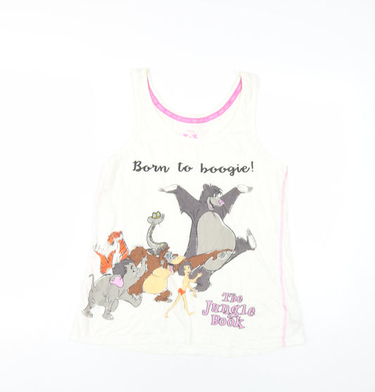 Disney Womens Ivory Cotton Basic Tank Size 6 Scoop Neck - Jungle Book