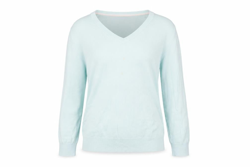 Front view of Crew Clothing Green V-Neck Cotton Henley Jumper, size 12