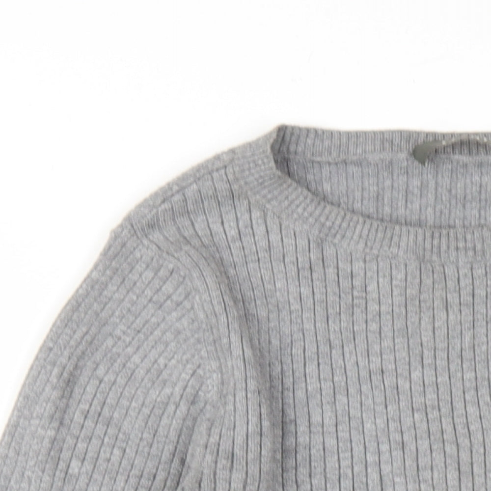 Oasis Womens Grey Cotton Basic T-Shirt Size XS Round Neck