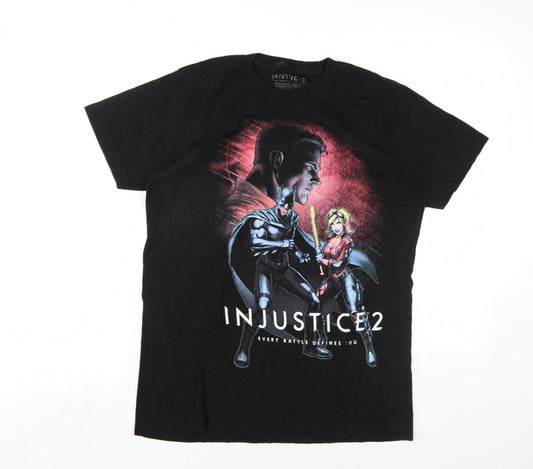 Injustice 2 Mens Black Cotton T-Shirt Size S Round Neck - Batman Joker Harley Quinn