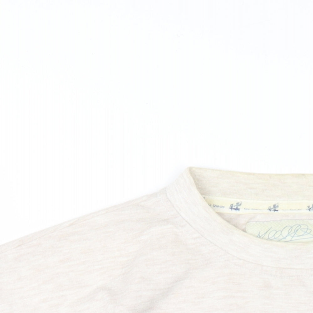 Lee Sharpe Mens Beige Cotton T-Shirt Size L Round Neck